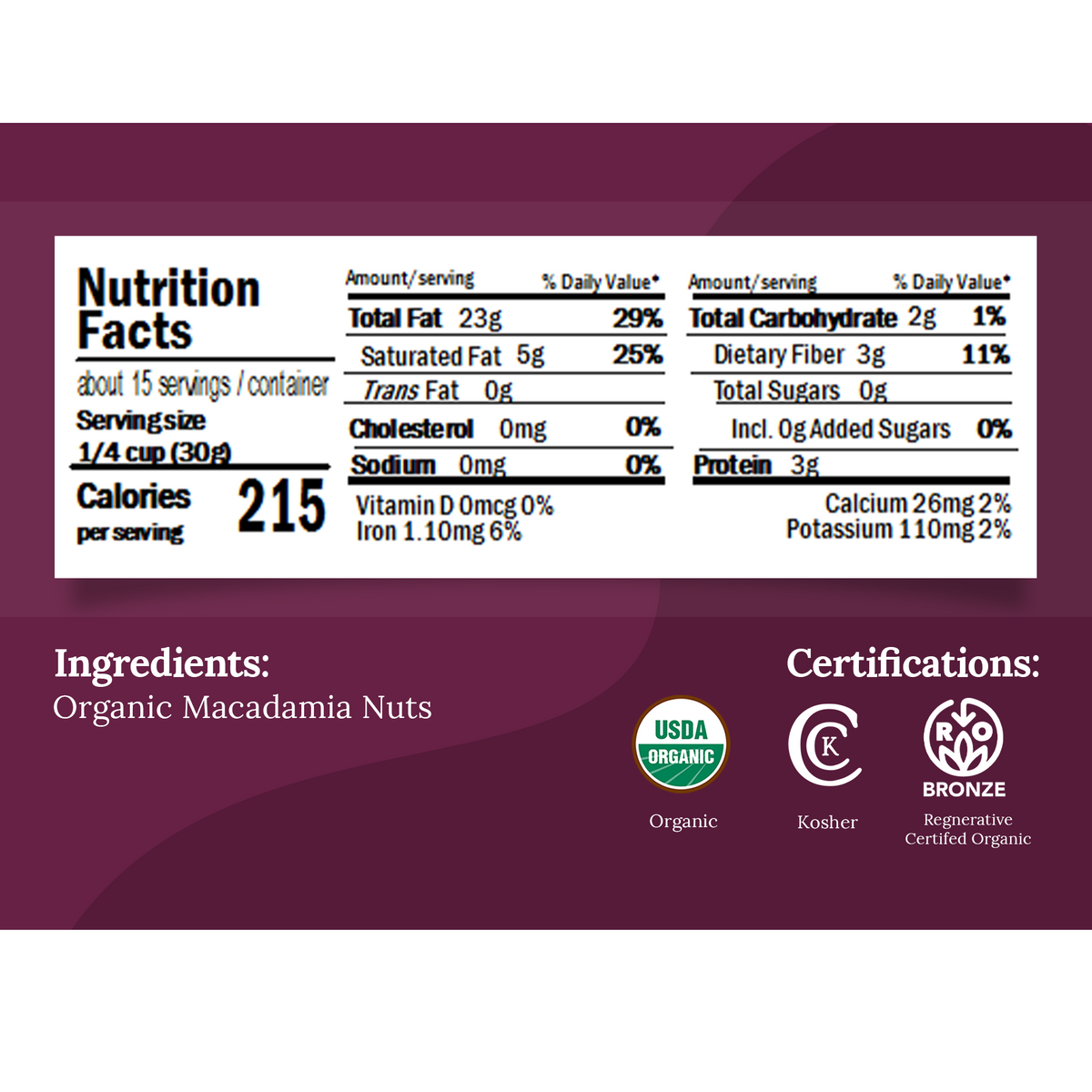 Regenerative Organic Certified Macadamia Nuts (Raw)