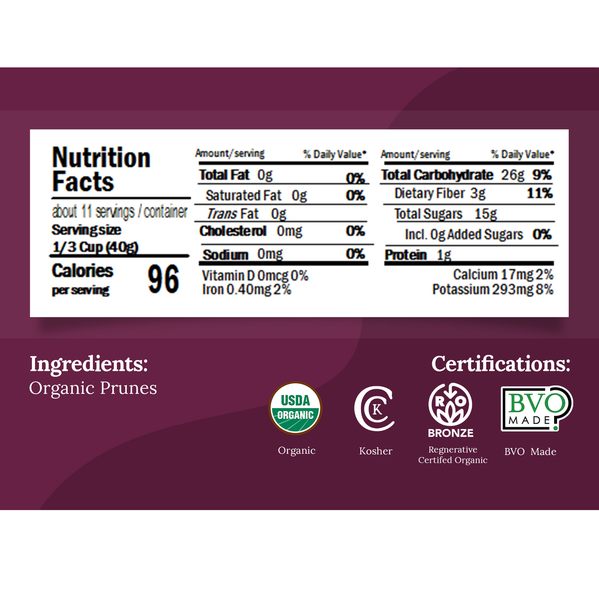 Regenerative Organic Certified Slab Pitted Prunes