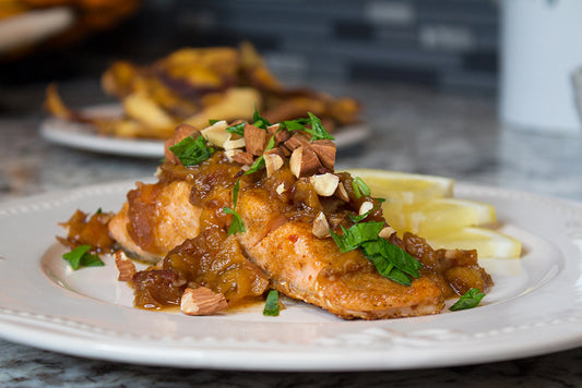 In the Kitchen: Peach Glazed Salmon with Almonds