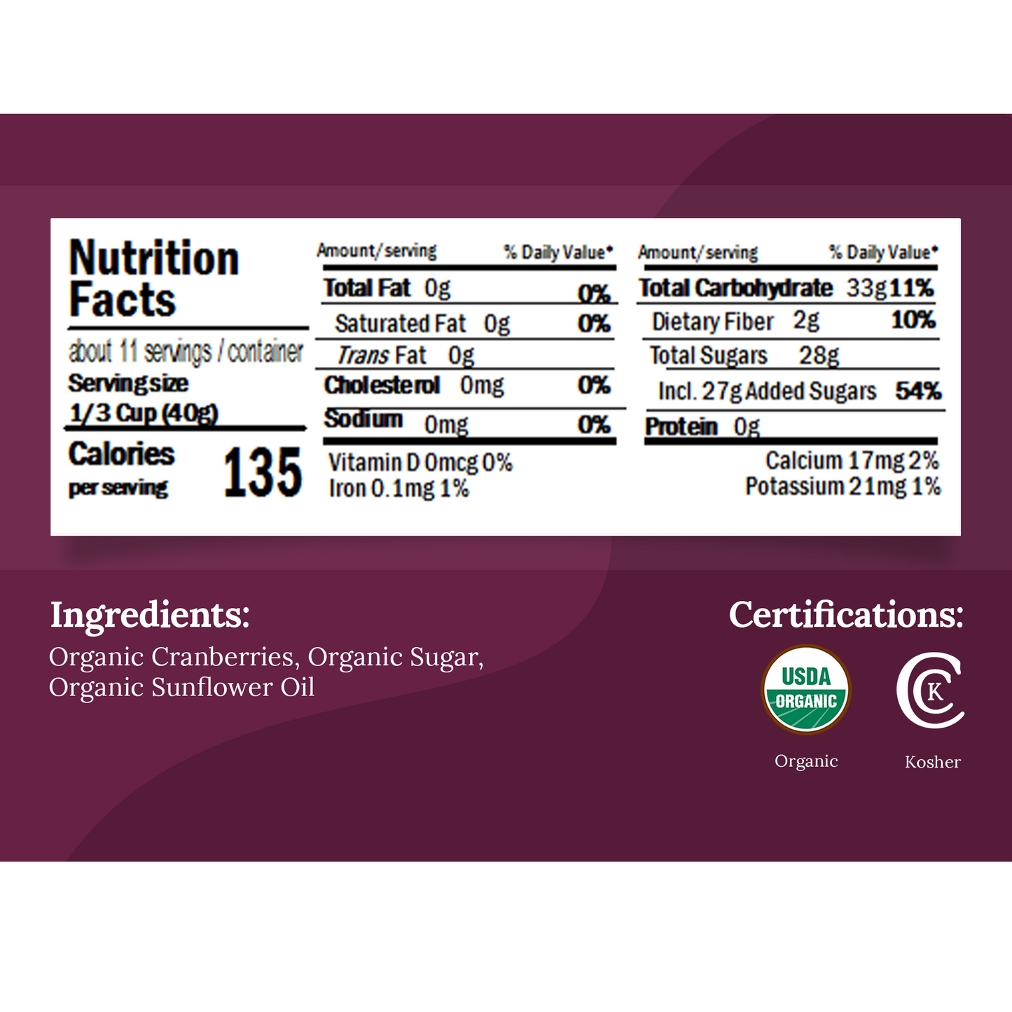 Organic Dried Cranberries
