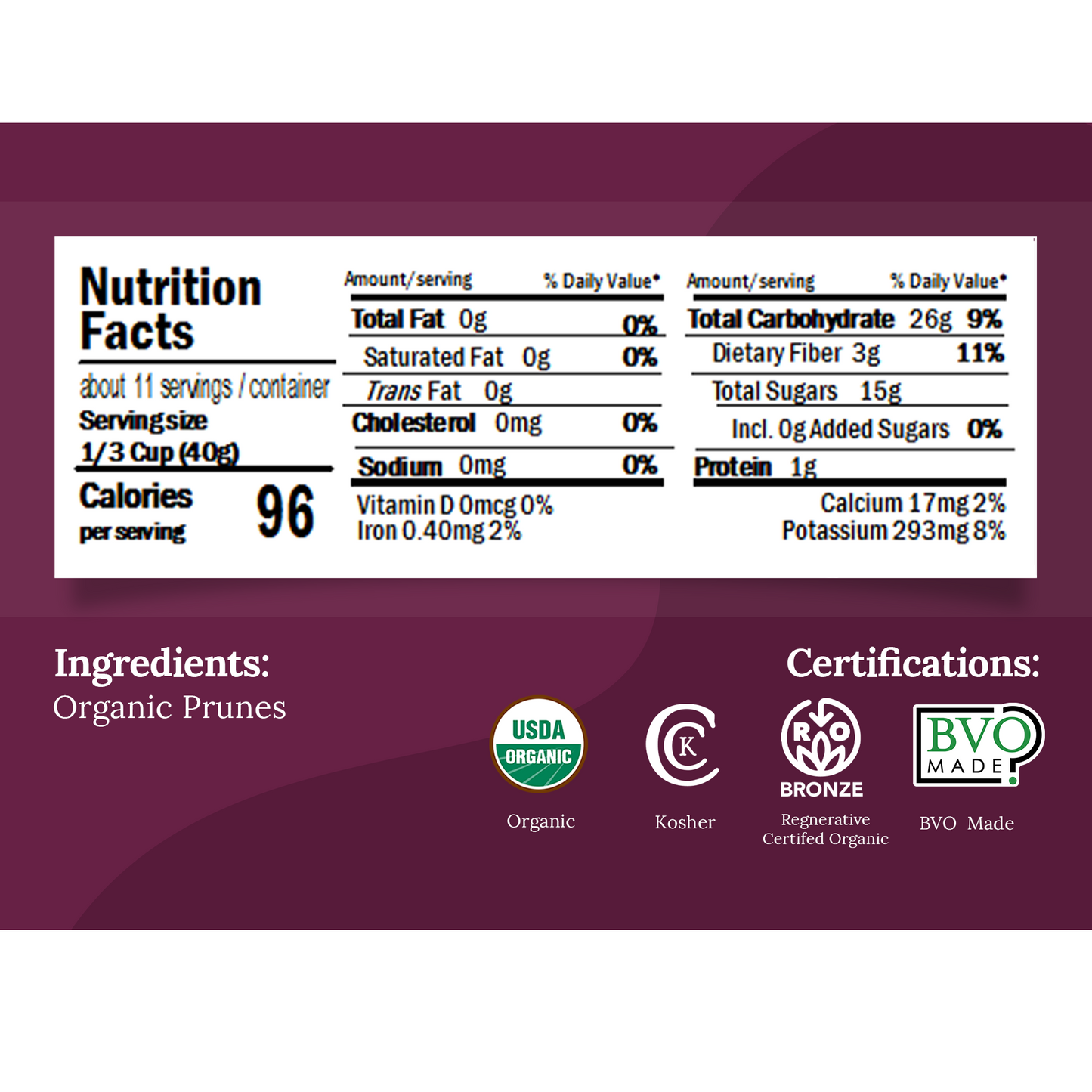 Regenerative Organic Certified Dried Pitted Prunes