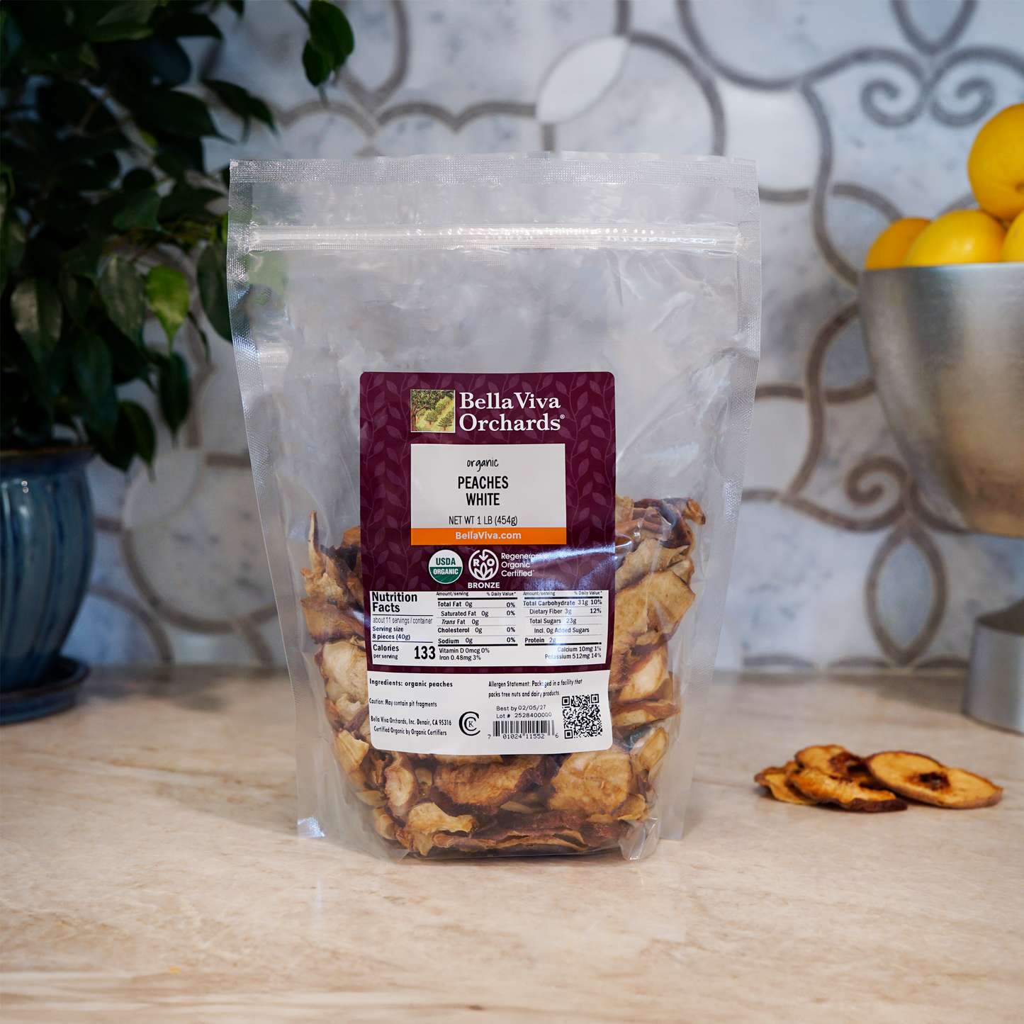 Regenerative Organic Dried White Peaches