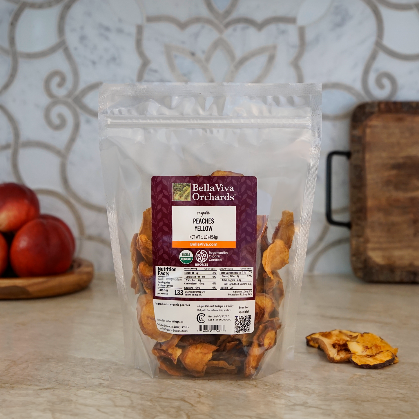 Regenerative Organic Certified Organic Dried Yellow Peach Slices