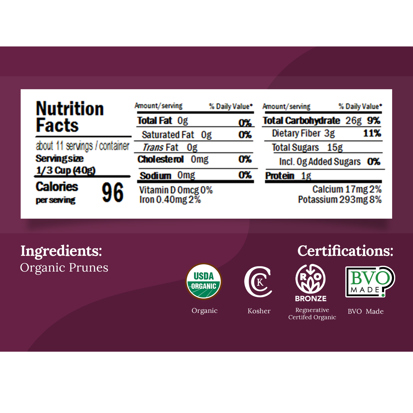 Regenerative Organic Certified Slab Pitted Prunes