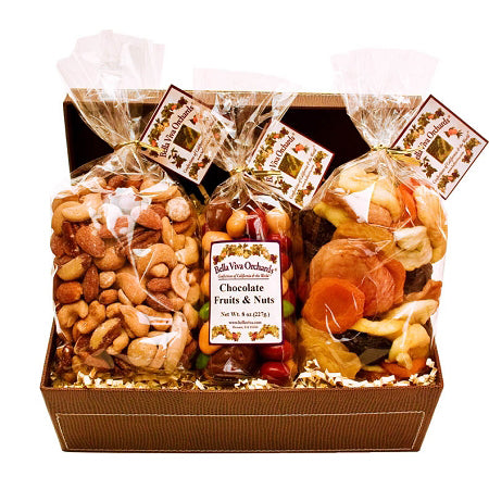 Simple Orchards Merry Christmas and Happy New Year Gift Basket Tower, with Dried Fruits & Nuts Gourmet Cravings Indulgence - 6 Tier Food Basket Gift
